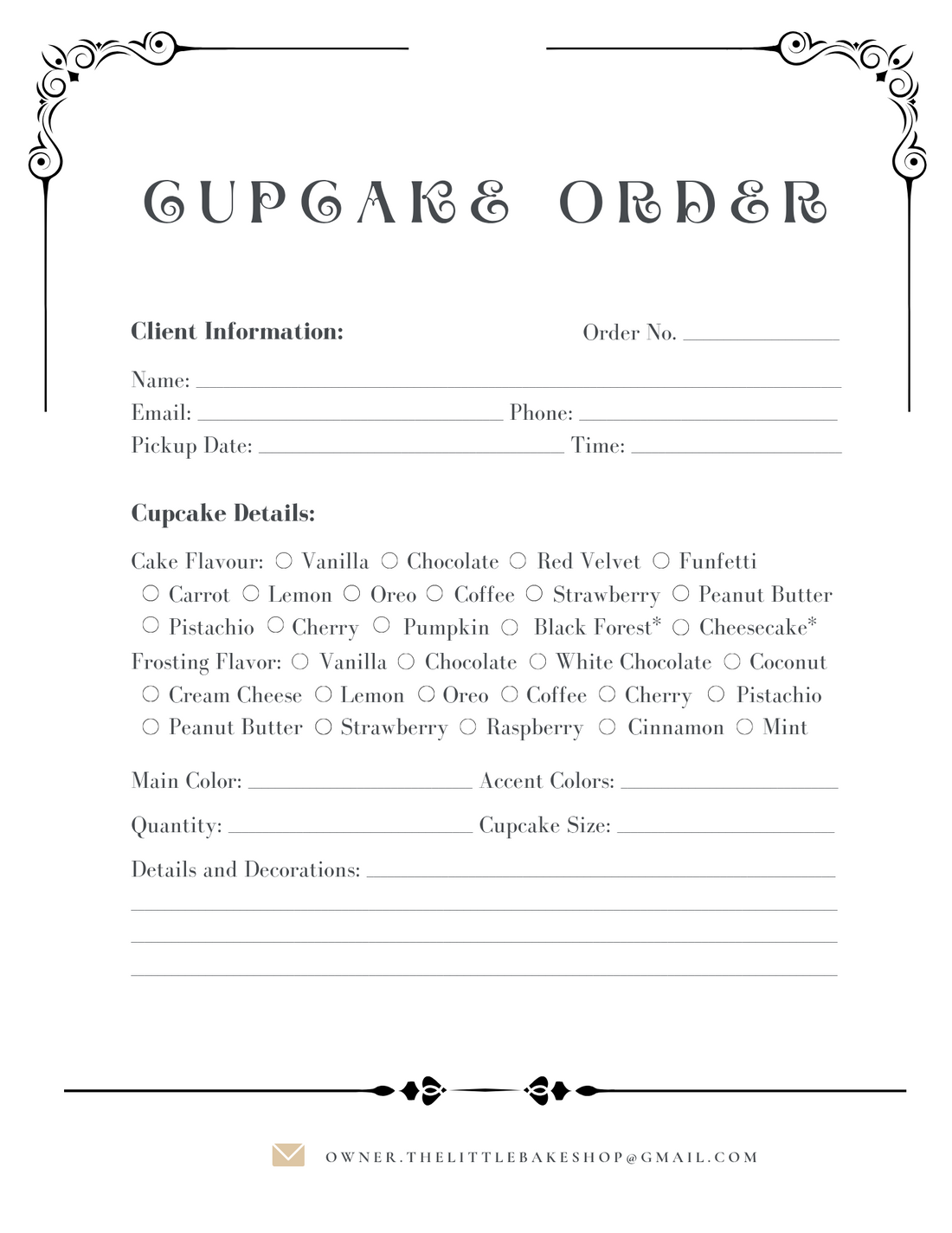Cupcake Order Form