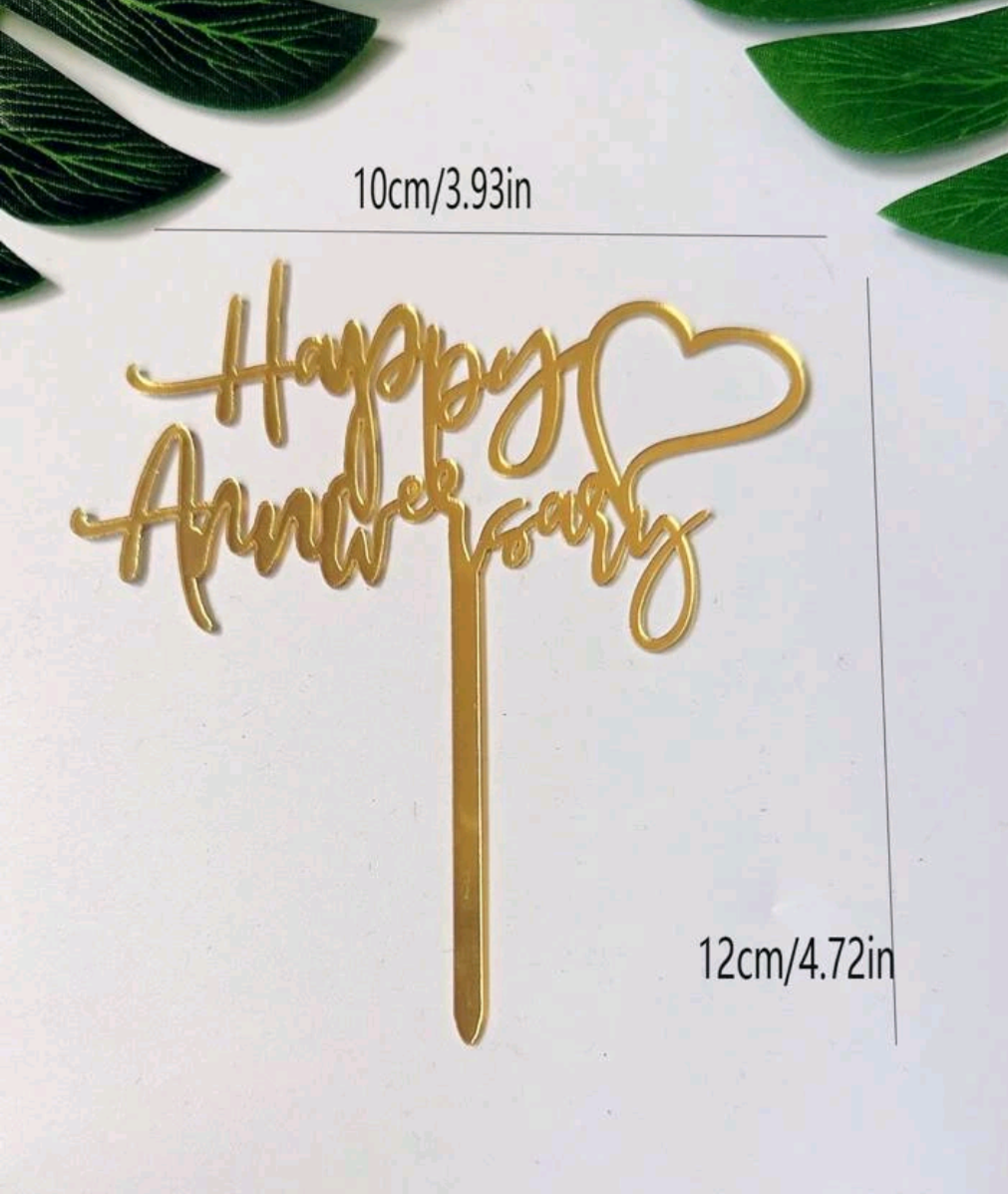 "Happy Anniversary" Cake Topper