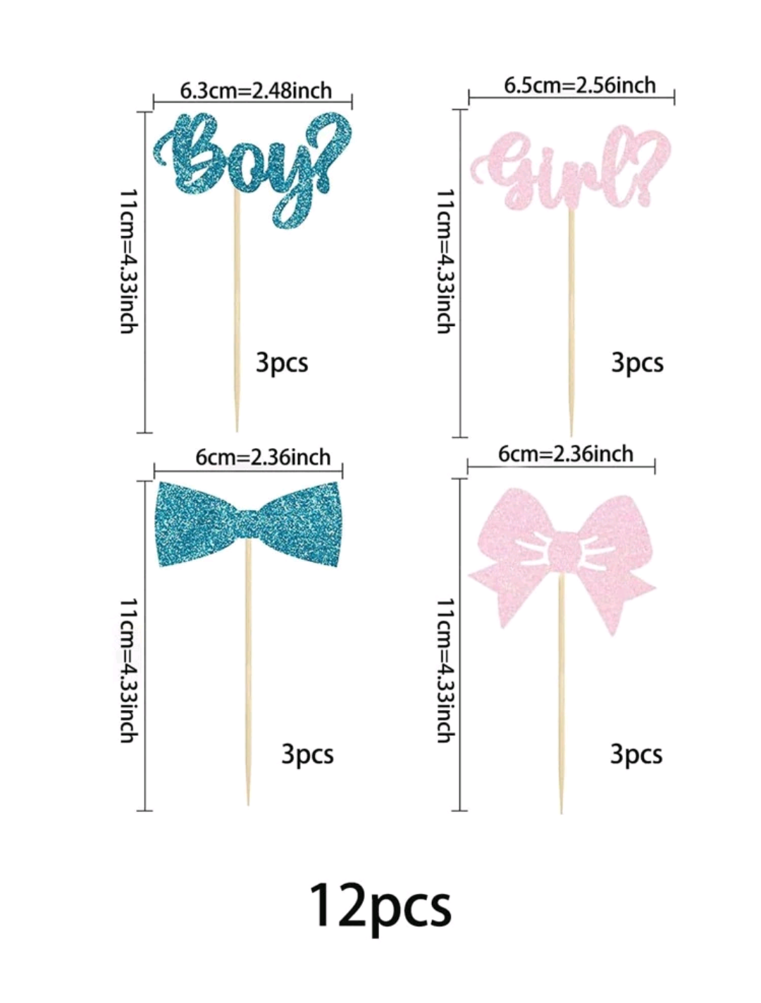 "Gender Reveal" Cupcakes Toppers