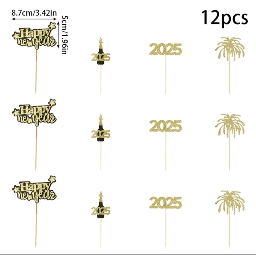 "New Year" Cupcake Toppers